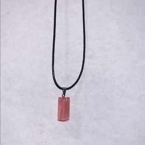 Pink cylindrical gem necklace